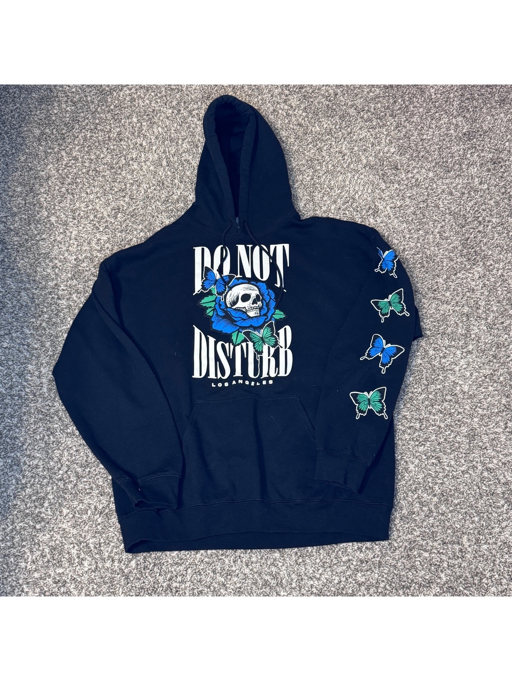 Do Not Disturb LA Skull Butterfly Hoodie Large